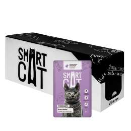 Smart Cat "Упаковка 25 шт"  Паучи для взрослых кошек и котят кусочки кролика в нежном соусе (2,13 кг)