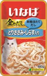 Inaba киннодаси паучи Куриное филе, мальки ширасу в желе для кошек (60 г)